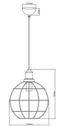 Decor Viela starožitná zlatá drátěná kovová závěsná lampa kulovitá, průměr 29 cm 7016