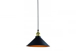 Decor Mani černá zlatá kovová závěsná lampa průměr 30 cm 4076