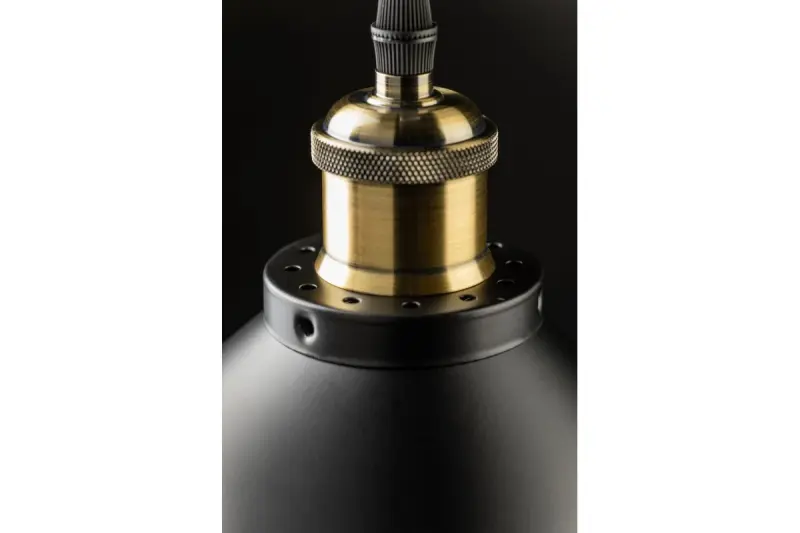 Decor Mani černá zlatá kovová závěsná lampa průměr 30 cm 4076