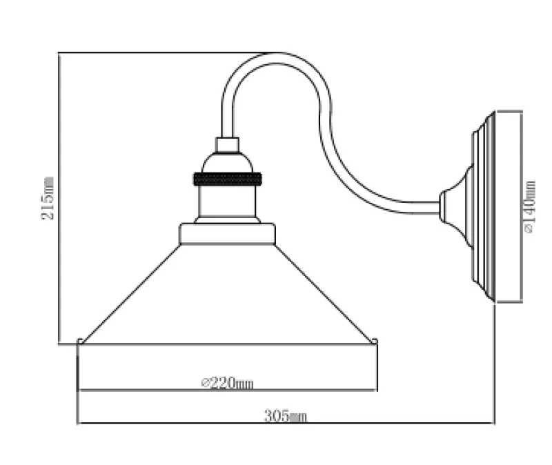 Decor Mani černá zlatá kovová nástěnná lampa průměr 22 cm 4052