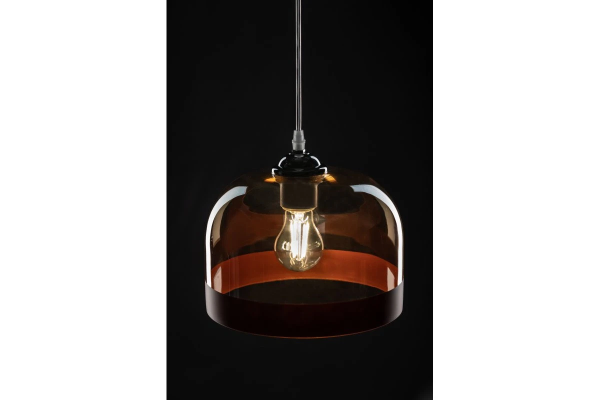 Decor Lati cylindrická jantarově zbarvená závěsná lampa sklo průměr 23,5 cm 7146