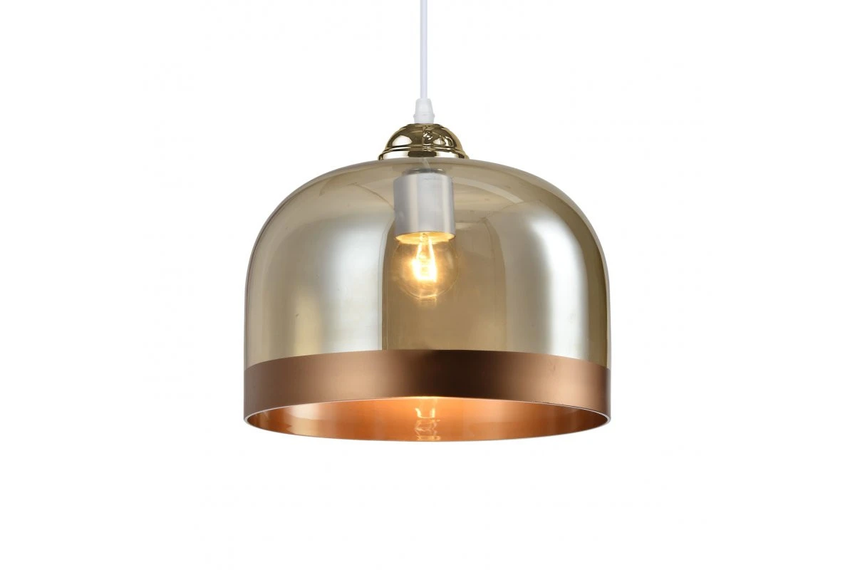 Decor Lati cylindrická jantarově zbarvená závěsná lampa sklo průměr 23,5 cm 7146
