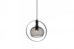 Decor Xalis závěsná lampa s černým drátěným stínítkem a kovovým okrajem, průměr 19,5 cm 7214