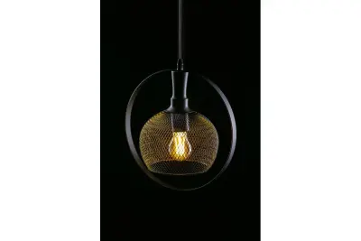 Decor Xalis závěsná lampa s černým drátěným stínítkem a kovovým okrajem, průměr 19,5 cm 7214