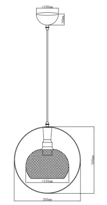Decor Xalis závěsná lampa s černým drátěným stínítkem a kovovým okrajem, průměr 19,5 cm 7214