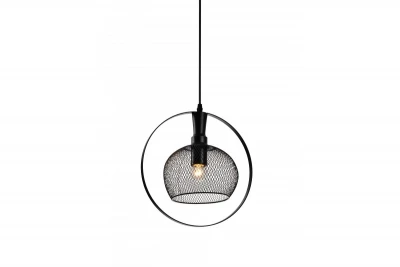Decor Xalis závěsná lampa s černým drátěným stínítkem a kovovým okrajem, průměr 19,5 cm 7214