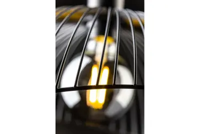 Deco Reto vintage černá drátěná závěsná lampa, průměr 40 cm, 4137