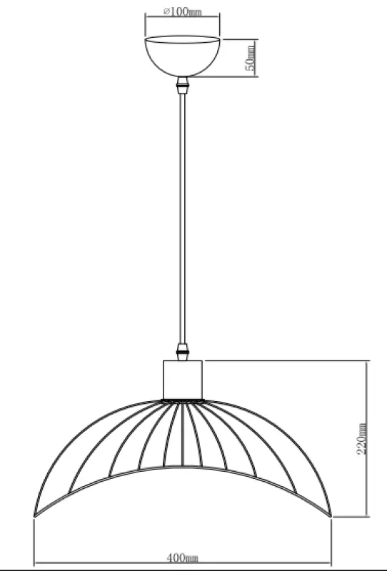 Deco Reto vintage černá drátěná závěsná lampa, průměr 40 cm, 4137