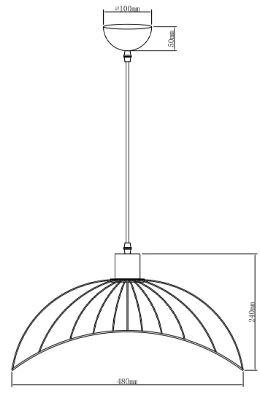 Decor Reto vintage černá závěsná lampa s drátěným stínidlem, průměr 50 cm, 4151