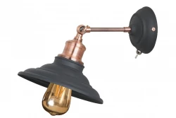 Deco Loret nastavitelná černá nástěnná lampa s vypínačem, průměr 20 cm 7901