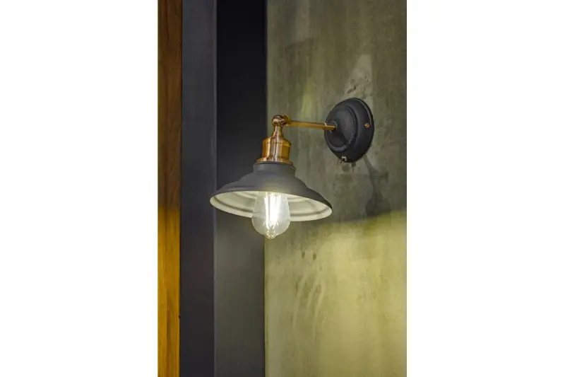 Deco Loret nastavitelná černá nástěnná lampa s vypínačem, průměr 20 cm 7901