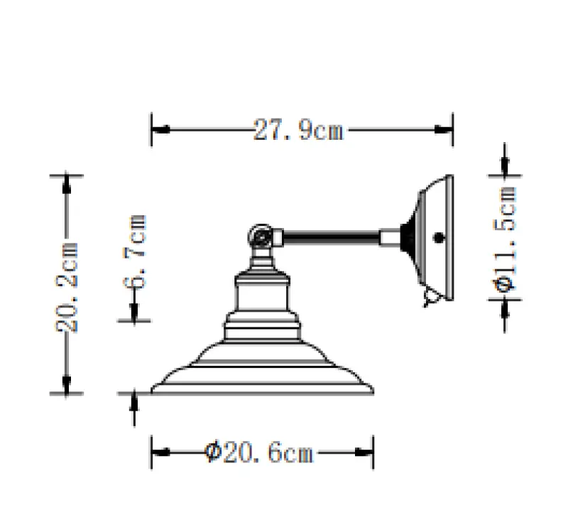Deco Loret nastavitelná černá nástěnná lampa s vypínačem, průměr 20 cm 7901