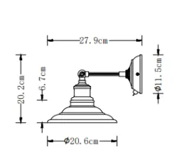 Decore Loret nastavitelná šedá nástěnná lampa s vypínačem, průměr 20 cm, 8229