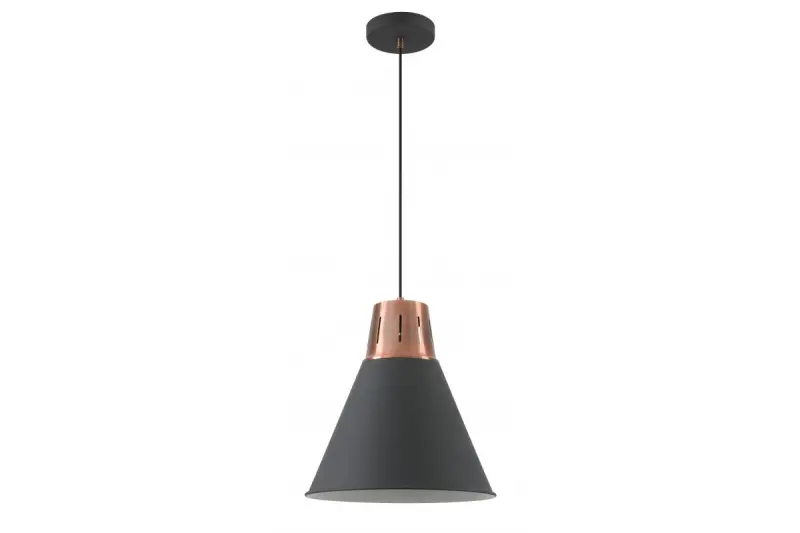 Decoreer Gianni stijlvolle zwarte koperen hanglamp, 32 cm doorsnee, 8105