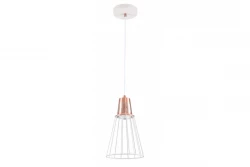 Decor Kaliope módní bílá měděná závěsná lampa s drátem, průměr 18 cm, 8235