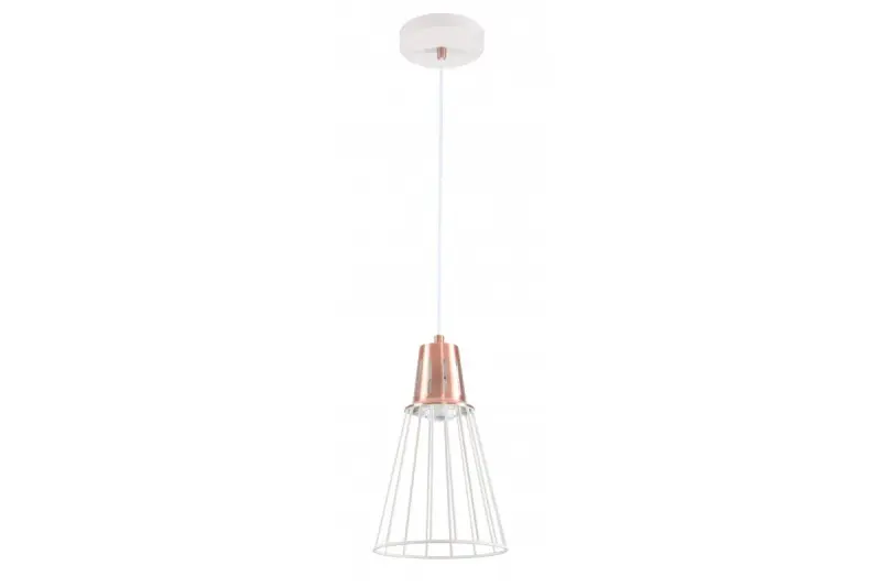 Decor Kaliope módní bílá měděná závěsná lampa s drátem, průměr 18 cm, 8235