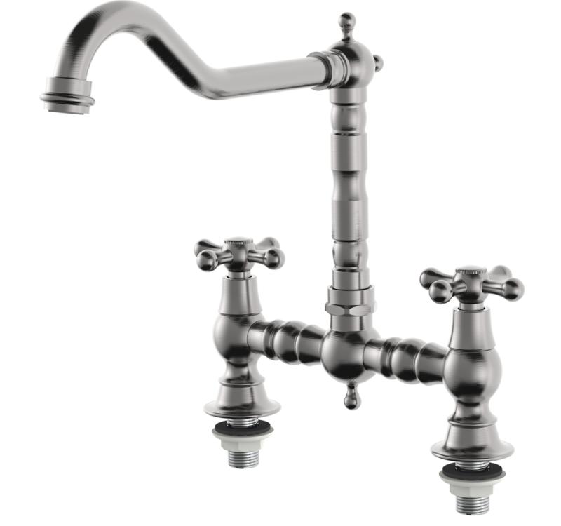 AquaTrimo Windsor 2-otvorová klasická kuchyňská nostalgická můstková kuchyňská baterie s kolenním výtokem chrom 21WS7653CM