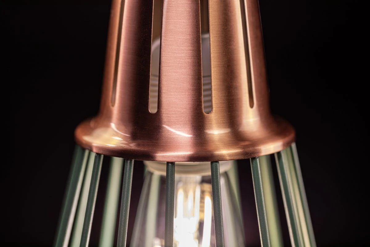 Dekor Kaliope módní zelená závěsná lampa s drátěným stínidlem, průměr 18 cm, 8044