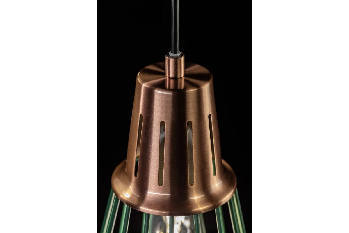 Dekor Kaliope módní zelená závěsná lampa s drátěným stínidlem, průměr 18 cm, 8044