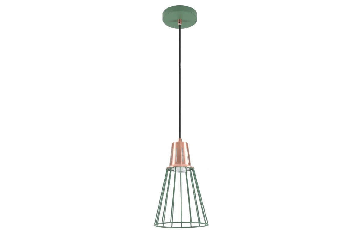 Dekor Kaliope módní zelená závěsná lampa s drátěným stínidlem, průměr 18 cm, 8044