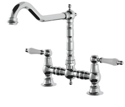AquaTrimo Country 2-otvorová klasická kuchyňská nostalgická mostová kuchyňská baterie s úhlovým výtokem chrom 21CT7657CM