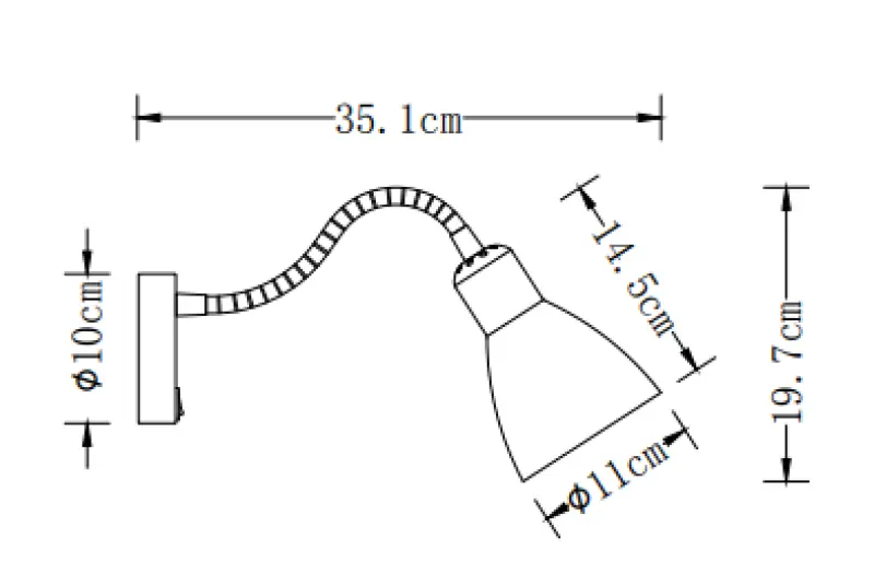 Decor Etore bílá nástěnná lampa s kovovým ramenem, průměr 11 cm, 1952