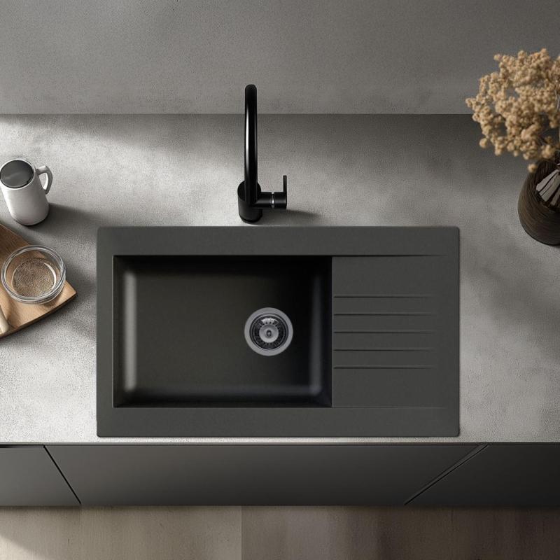 Ausmann Fibre dřez černý otočný s odkapávačem nástavba 86x50 cm 1208957665