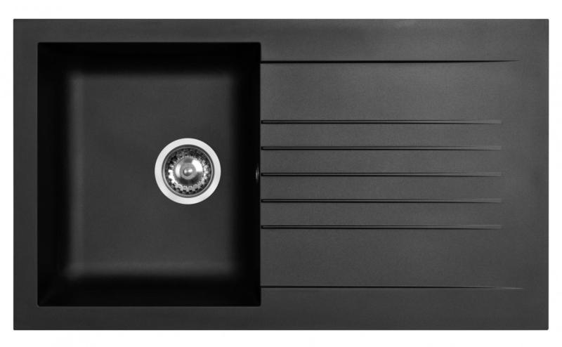Ausmann Fibre dřez černý otočný s odkapávačem nástavba 86x50 cm 1208957665
