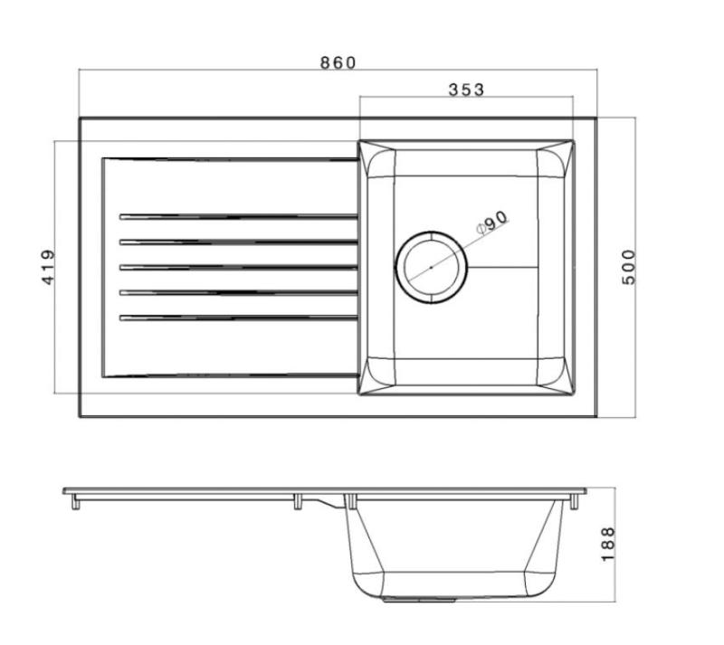 Ausmann Fibre dřez černý otočný s odkapávačem nástavba 86x50 cm 1208957665