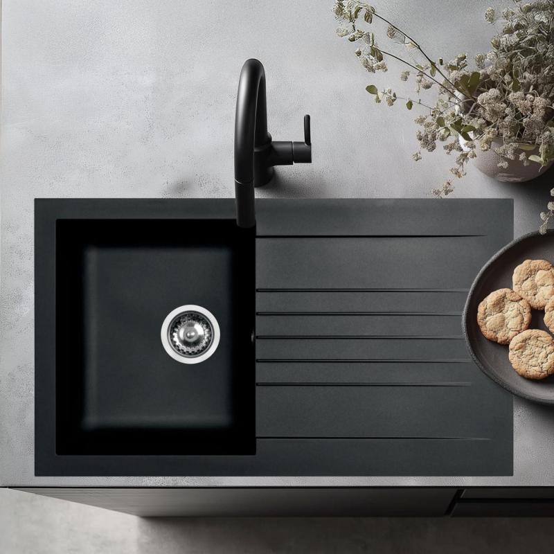 Ausmann Fibre dřez černý otočný s odkapávačem nástavba 86x50 cm 1208957665
