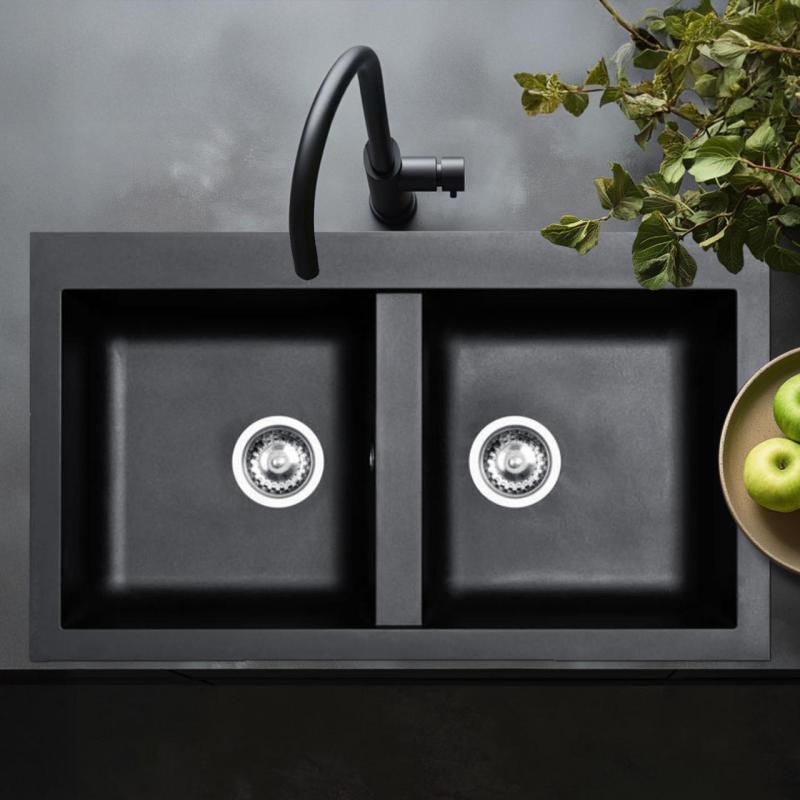 Ausmann Fibre dvojité umyvadlo černé plastové nadstavba 86x50cm 1208957669