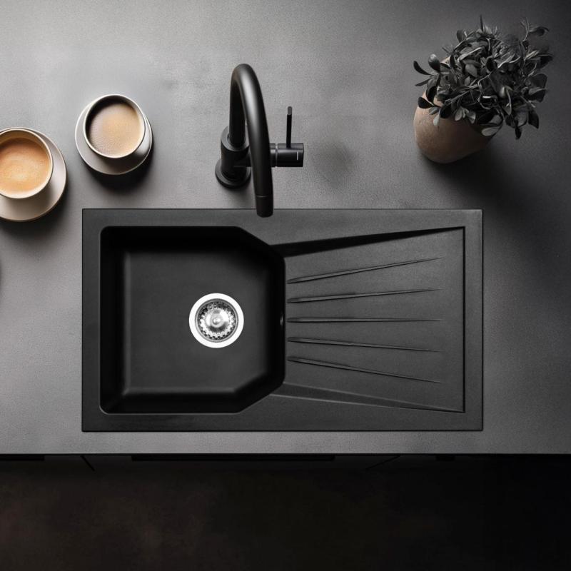 Ausmann Fibre 6 dřez černý oboustranný s odkapávačem na povrch 78x43,5 cm 1208957670