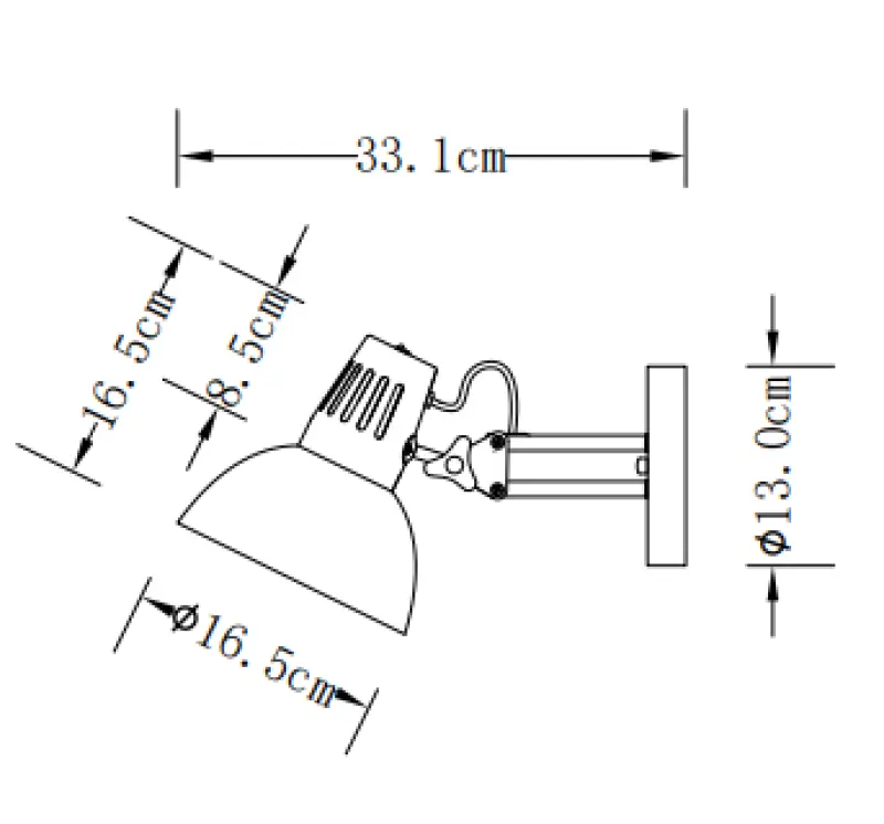 Decoreer Artemia elegante antraciet wandlamp met metalen arm, diameter 16,5 cm, 2195