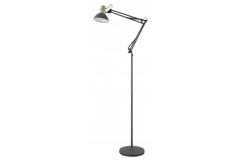 Decoreer Artemia zwarte vloerlamp met lange metalen arm, diameter 16,5 cm, model 2355