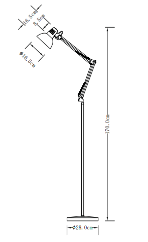 Decor Artemia bílá stojací lampa s dlouhým kovovým ramenem, průměr 16,5 cm 2409