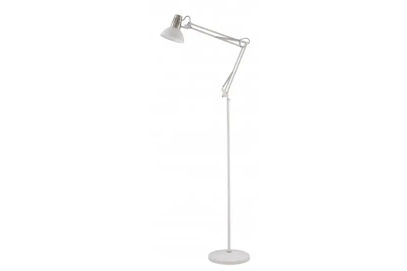 Decor Artemia bílá stojací lampa s dlouhým kovovým ramenem, průměr 16,5 cm 2409