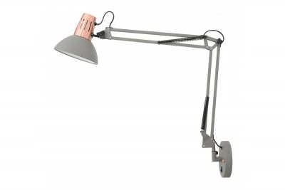 Decor Artemia šedá nástěnná lampa s kovovým ramenem a bílým vnitřkem, průměr 16,5 cm 2157