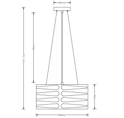 Decoreer Marisa zwarte hanglamp met taps toelopende horizontale tussenruimten max. 3 lichtbronnen, diameter 40 cm, 2584
