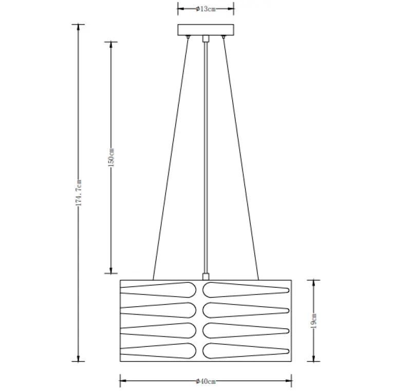 Decoreer Marisa zwarte hanglamp met taps toelopende horizontale tussenruimten max. 3 lichtbronnen, diameter 40 cm, 2584