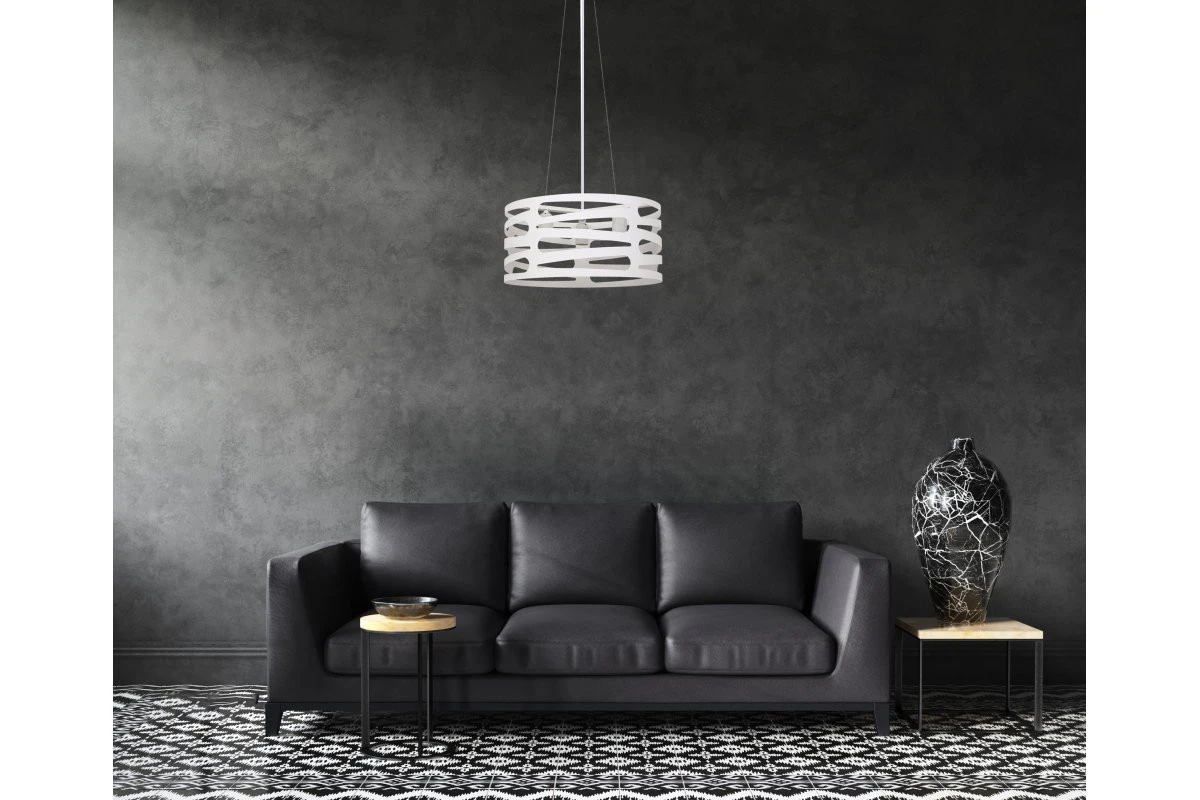 Deco Marisa bílá závěsná lampa s kónickými horizontálními mezerami, max. 3 světelné zdroje, průměr 40 cm 2782.