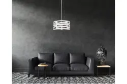 Deco Marisa bílá závěsná lampa s kónickými horizontálními mezerami, max. 3 světelné zdroje, průměr 40 cm 2782.