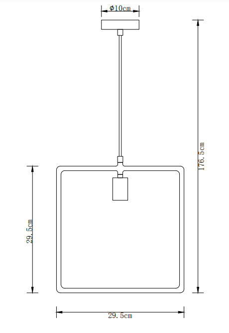 Deco Lija černá závěsná lampa na jednom bodě čtvercová 2614