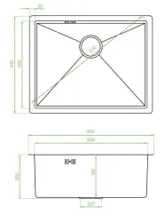 Aquadesign Dřezy zlatý nerezový dřez zlatá barva PVD zlato 50x40 podstavba plochá montáž a nadstavba 1208957698