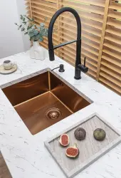Aquadesign Sinks měděný nerezový dřez měděná barva PVD 50x40 spodní montáž, plochá montáž a horní montáž 1208957700