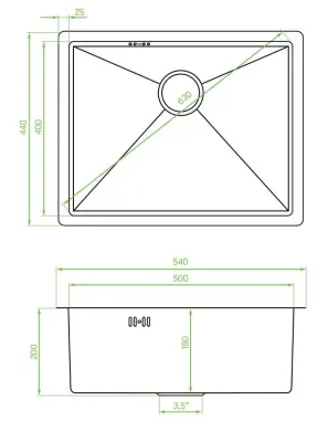 Aquadesign Sinks měděný nerezový dřez měděná barva PVD 50x40 spodní montáž, plochá montáž a horní montáž 1208957700