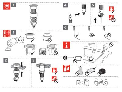 Franke drain set for sinks with integrated drain (turbo) with automatic drainage and stainless steel push button 1208957709
