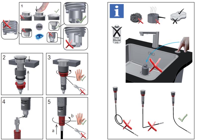 Franke odtokové příslušenství pro dřezy s integrálním odtokem (turbo) s automatickým vypouštěním a nerezovým tlačítkem 1208957709