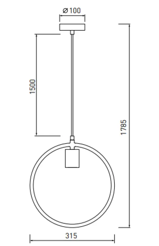 Decor Fija černá kulatá závěsná lampa s jedním bodem 2805