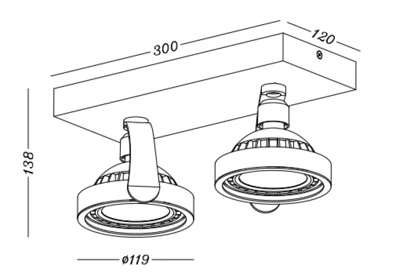 Decor Wally stropní nebo nástěnná lampa antracitová v pohyblivé hlavě 2 světelné zdroje 4304