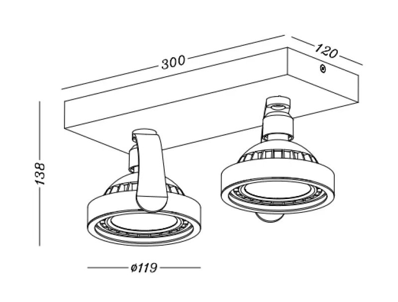Decore Wally stropní nebo nástěnná lampa, bílá, s pohyblivou hlavou, 2 světelné zdroje 4373